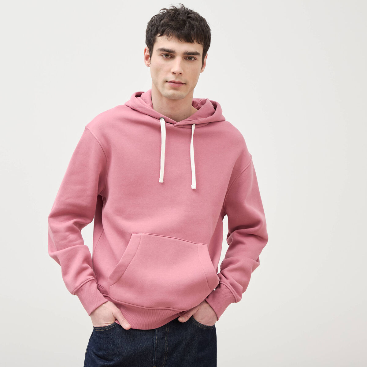 Sweat &agrave; capuche vieux rose homme