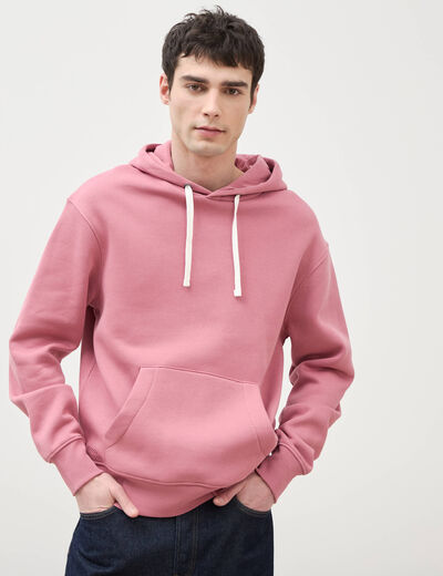 Sweat &agrave; capuche vieux rose homme