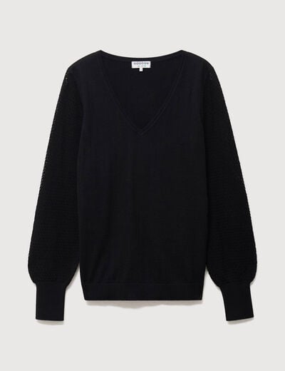 Pull manches longues noir femme