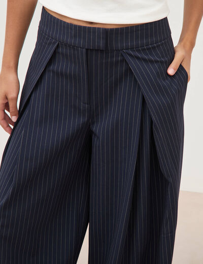 Pantalon ample taille standard bleu marine femme