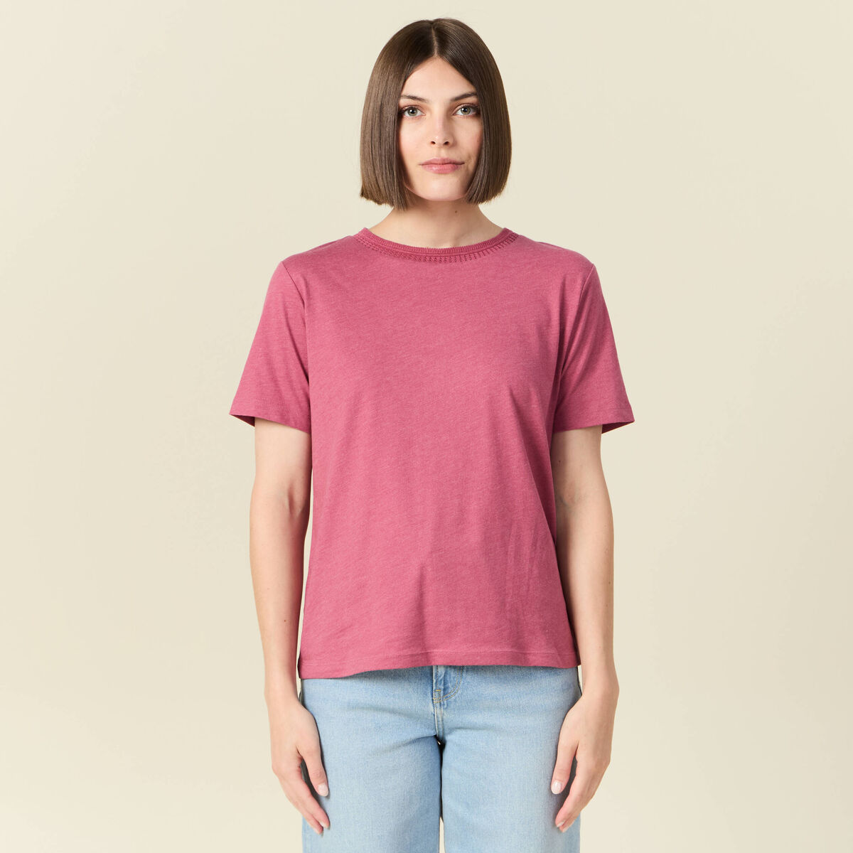T-shirt manches courtes vieux rose femme