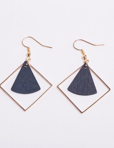 Boucles d'oreilles pendantes bleu marine femme