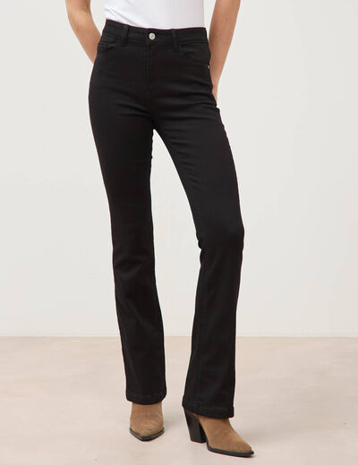 Jeans bootcut taille haute denim noir femme