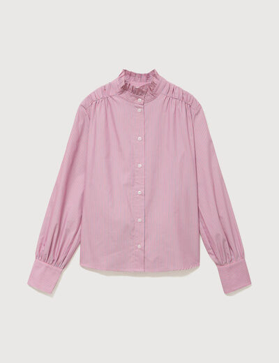 Chemise manches longues col montant multicolore femme