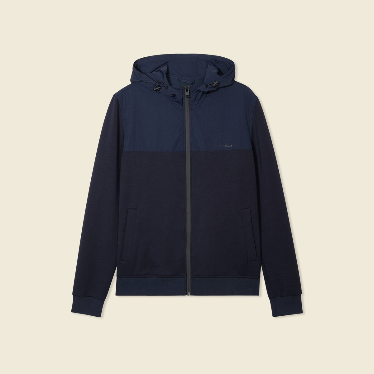 Sweat zipp&eacute; &agrave; capuche bleu marine homme