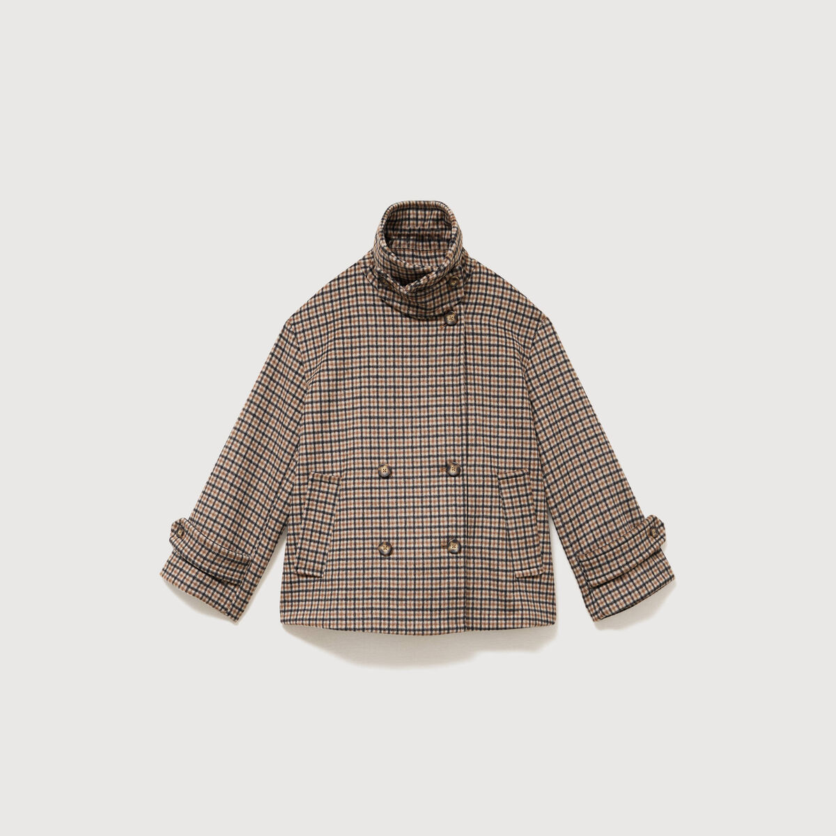 Caban oversize court col tailleur marron femme