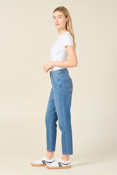 Jeans mom 7/8ème denim stone femme