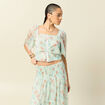 Top cintr&eacute; court voile col carr&eacute; vert pastel femme