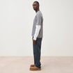 T-shirt droit manches longues col rond gris homme