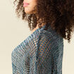 Pull manches courtes ajouré bleu clair femme