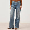 Jeans wide leg strass taille standard bleu femme