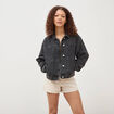 Veste oversize en jean denim gris femme