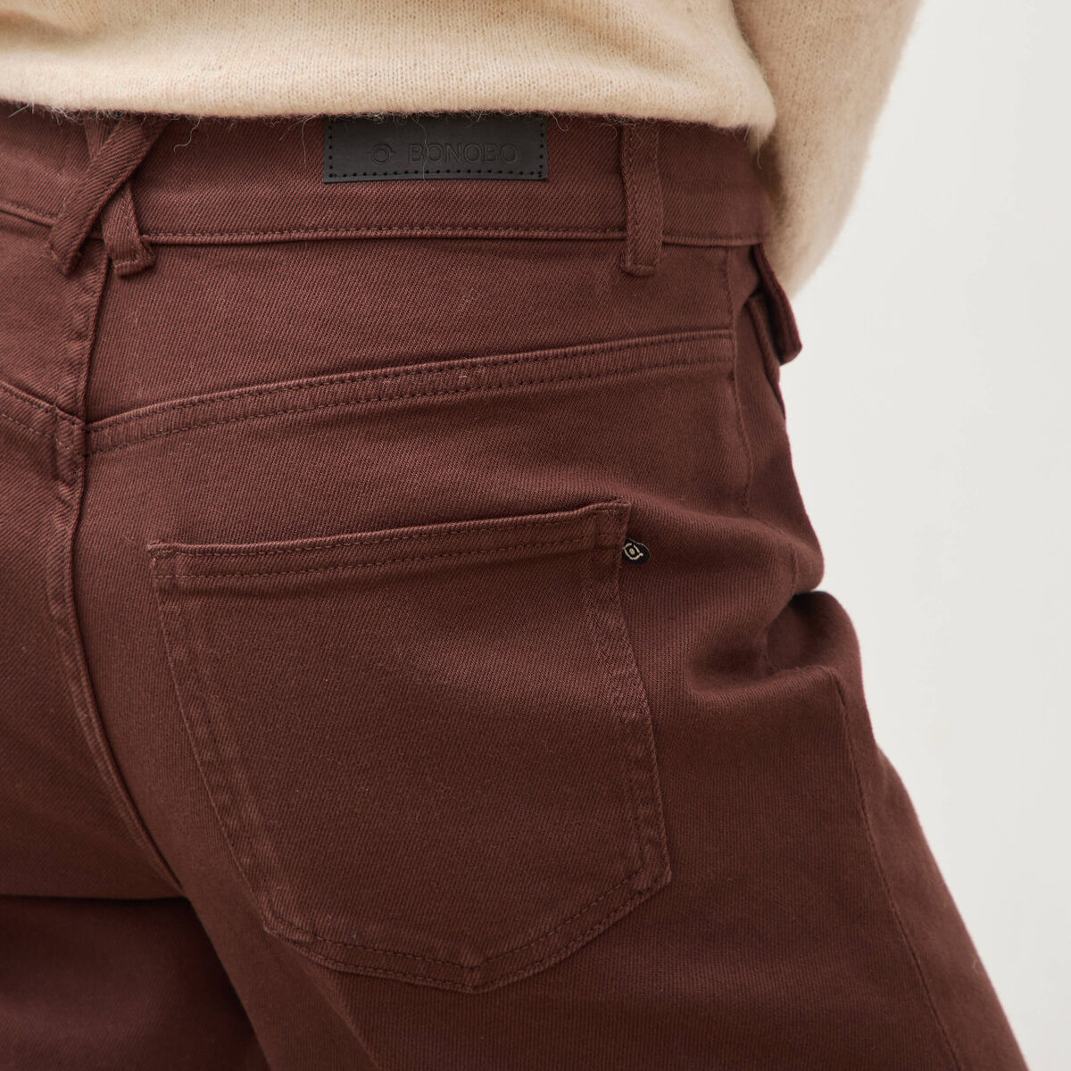 Jeans flare taille haute marron femme
