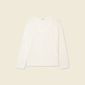 pull manches longues ajoure ecru femme Pull manches longues ajouré ecru femme