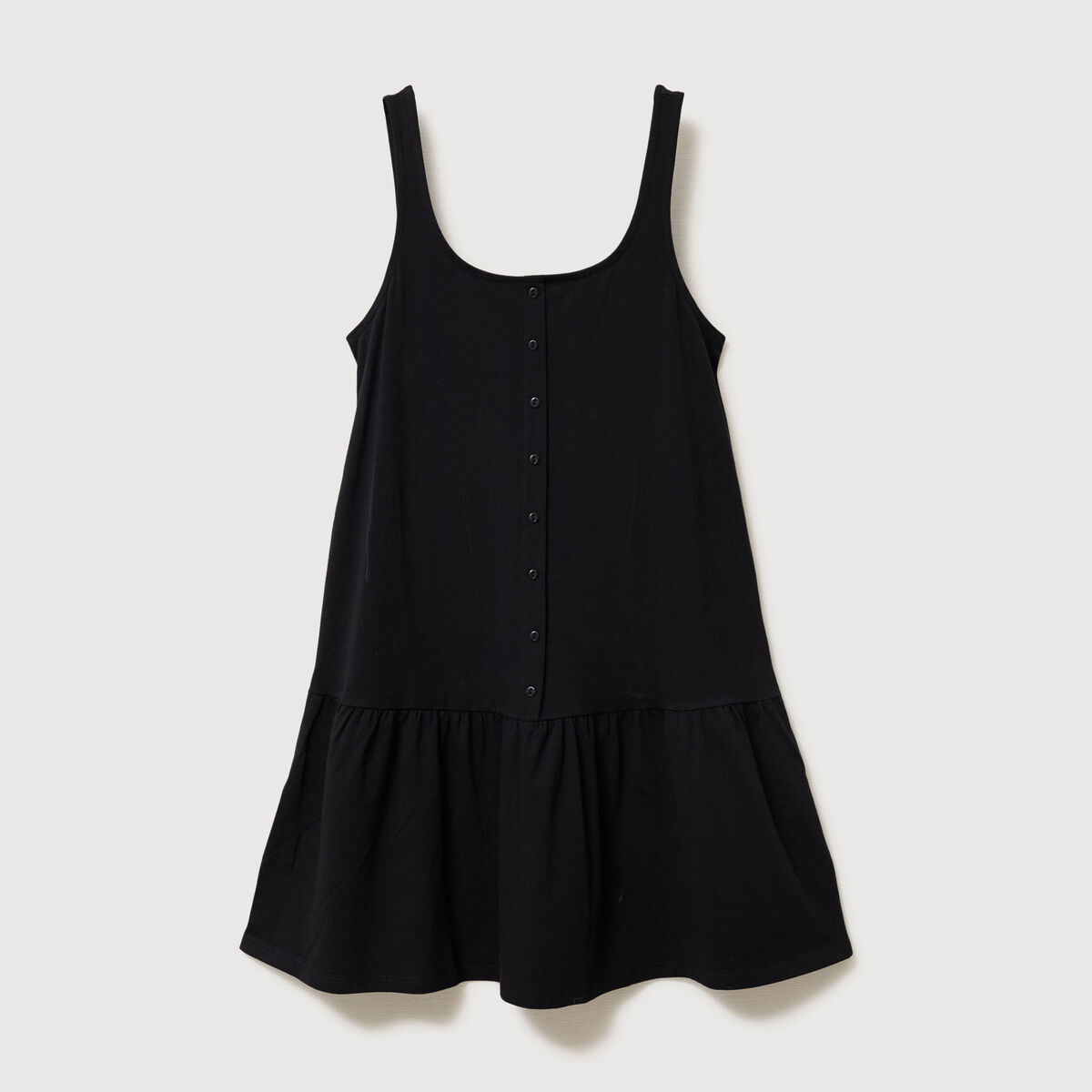 Robe sans manches en maille col carr&eacute; noir femme
