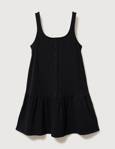 Robe sans manches en maille col carr&eacute; noir femme