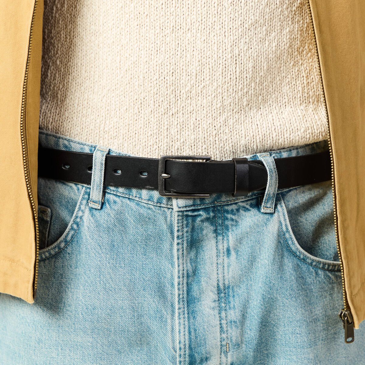 Ceinture en cuir noir homme