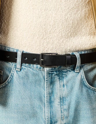Ceinture en cuir noir homme