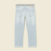 Jeans boyfriend ceinturé denim bleach femme