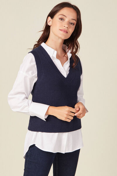 Pull éco-responsable bleu marine femme