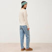 Pull manches longues col bateau creme femme