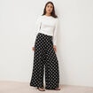 Pantalon large taille haute noir femme