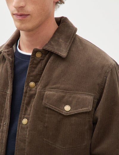 Blouson droit en velours manches longues taupe homme