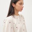 Chemise manches longues en coton brod&eacute;e blanc femme
