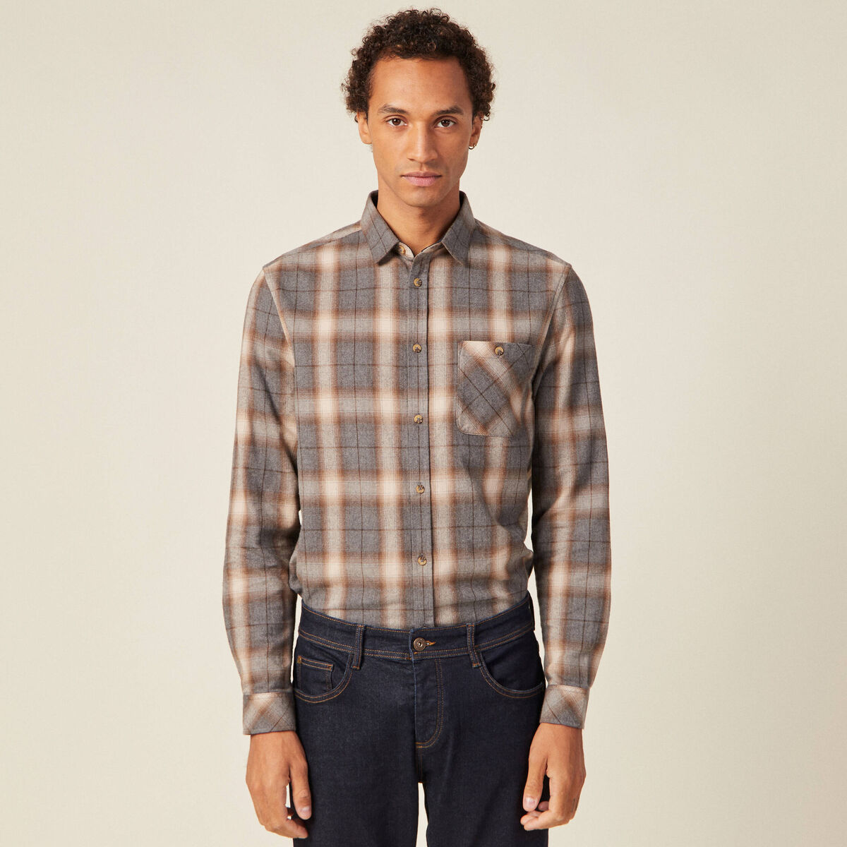 Chemise manches longues ecru homme