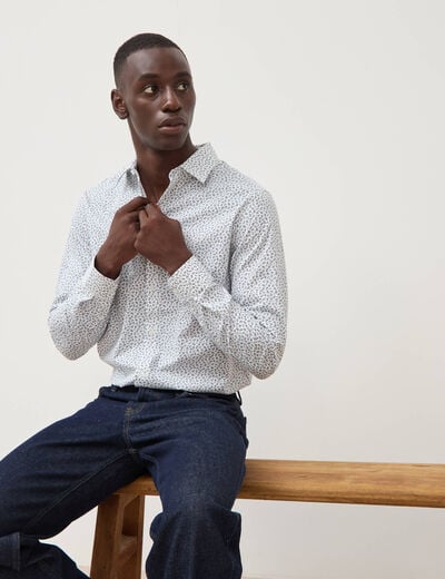 Chemise en coton manches longues blanc homme