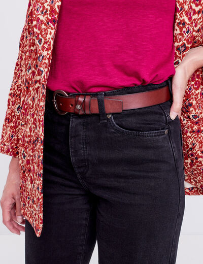 Ceinture en cuir marron foncé femme