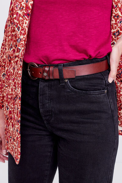 Ceinture en cuir marron foncé femme
