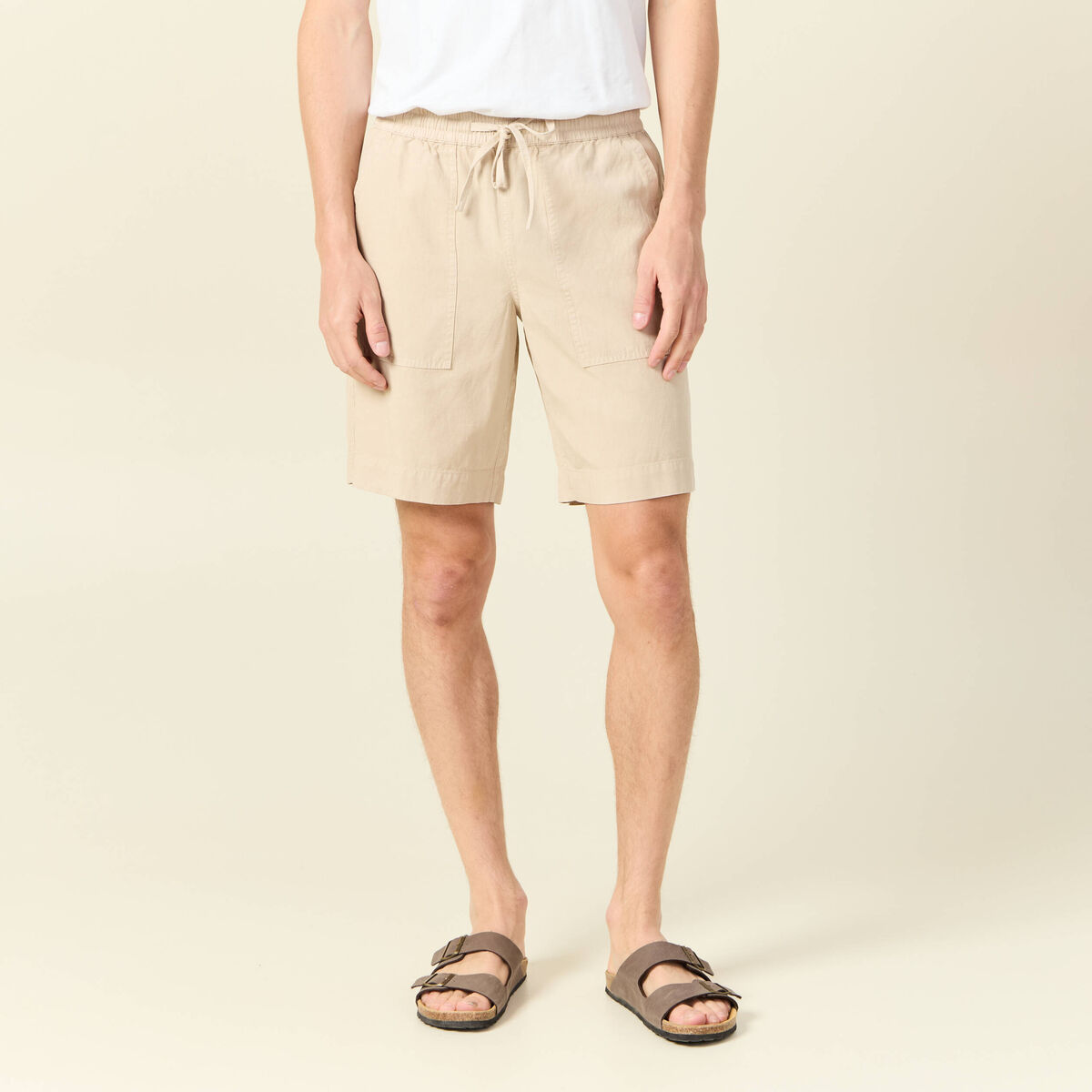Short droit à coulisse sable homme