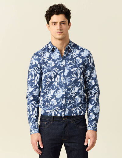Chemise manches longues bleu homme