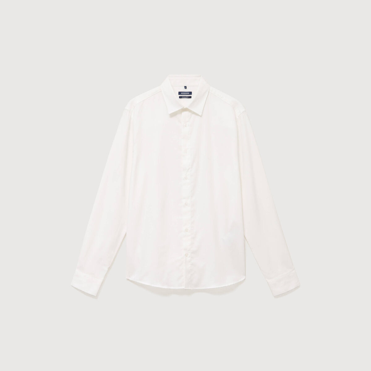 Chemise droite en coton manches longues ecru homme
