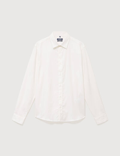 Chemise droite en coton manches longues ecru homme