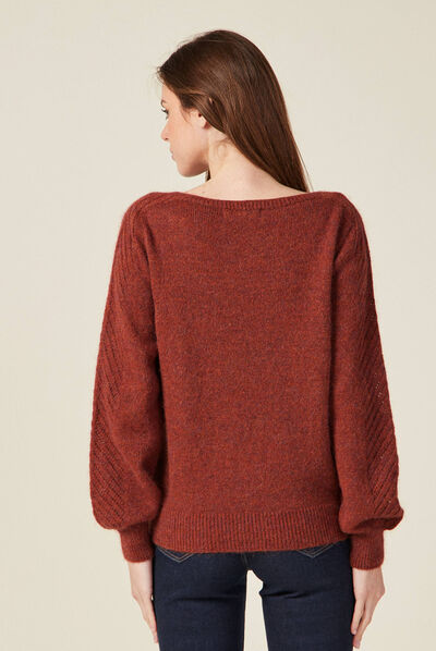 Pull manches longues rouge foncé femme