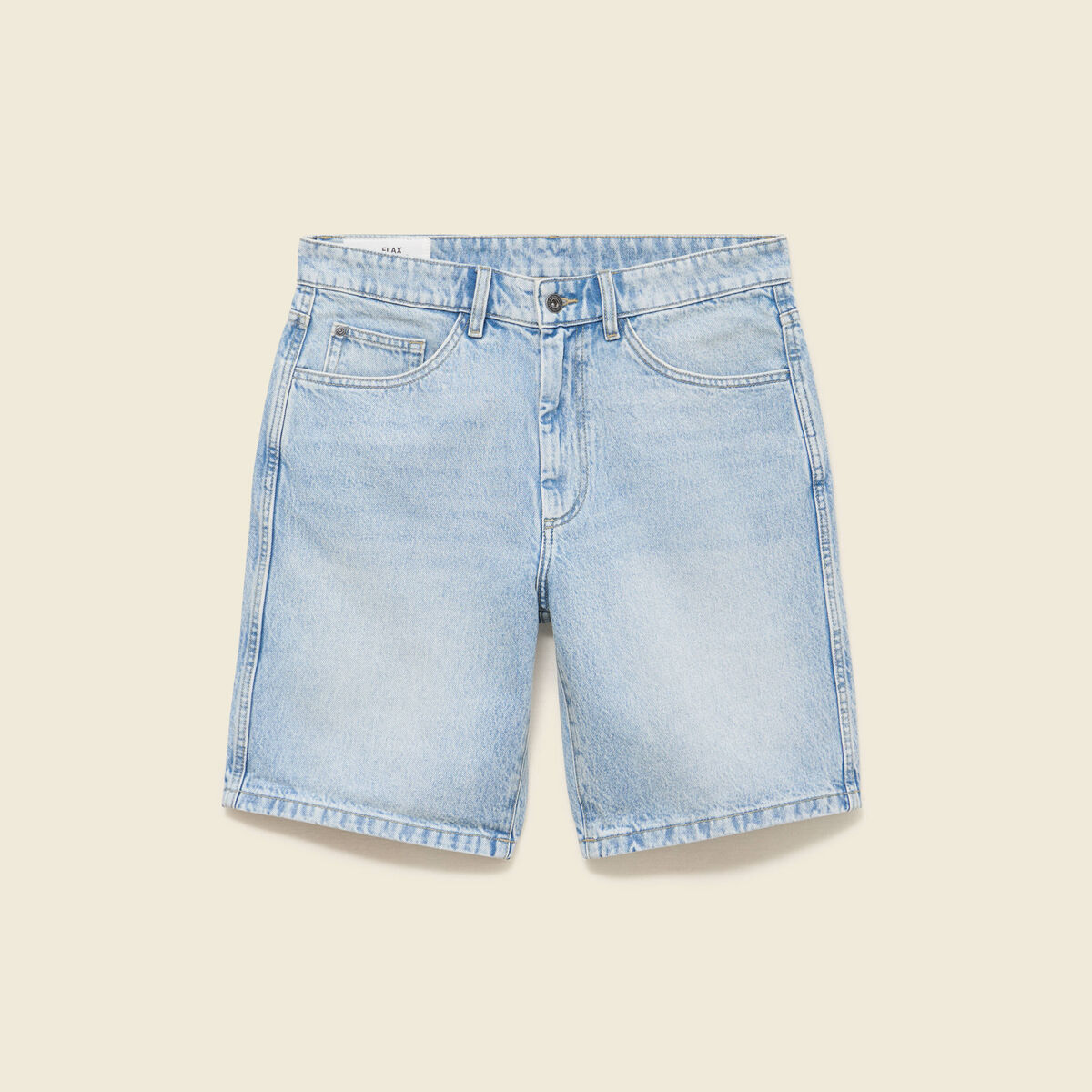 Bermuda en jean coton denim bleach homme