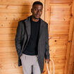 Manteau ajusté boutonné gris foncé homme