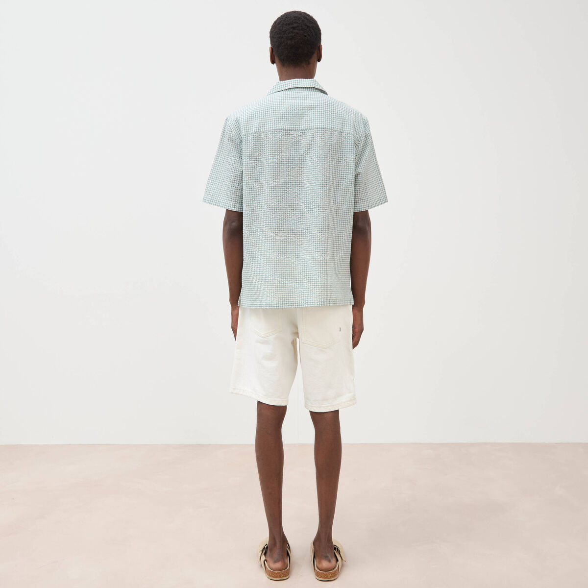 Chemise boyfriend manches courtes vert clair homme