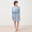 Robe bretelle col c&oelig;ur en coton bleu femme