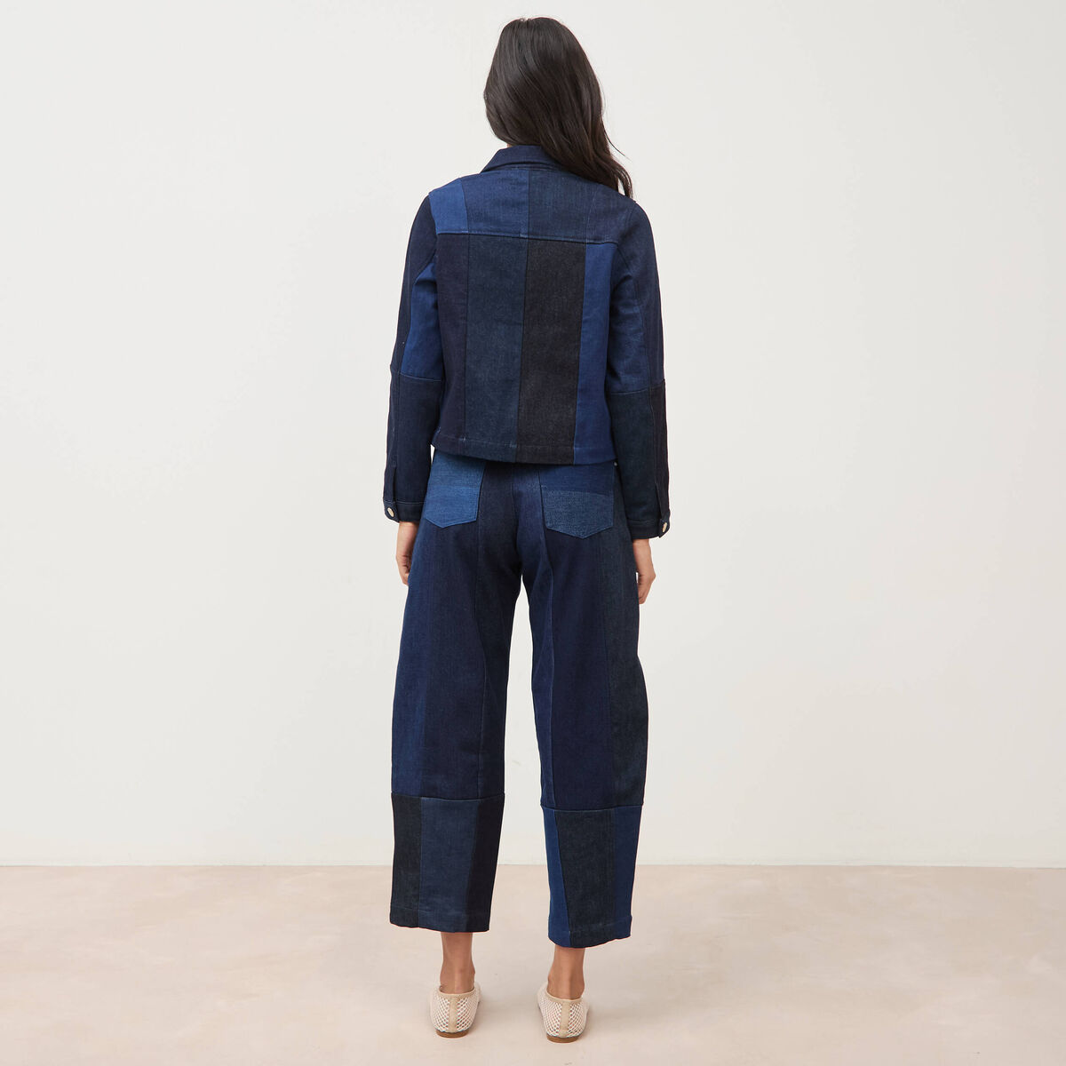 Veste droite en jeans manches longues denim stone femme