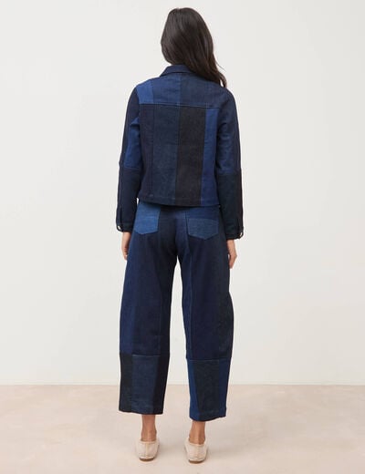Veste droite en jeans manches longues denim stone femme