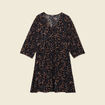 Robe évasée manches 3/4 noir femme