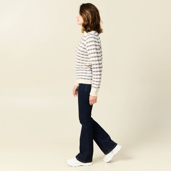 Pull manches longues ajouré ecru femme