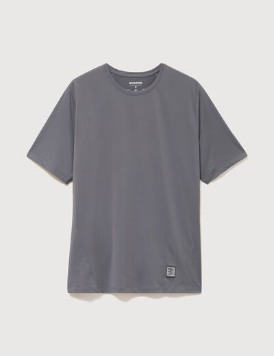 T-shirt col rond manches courtes gris fonc&eacute; homme