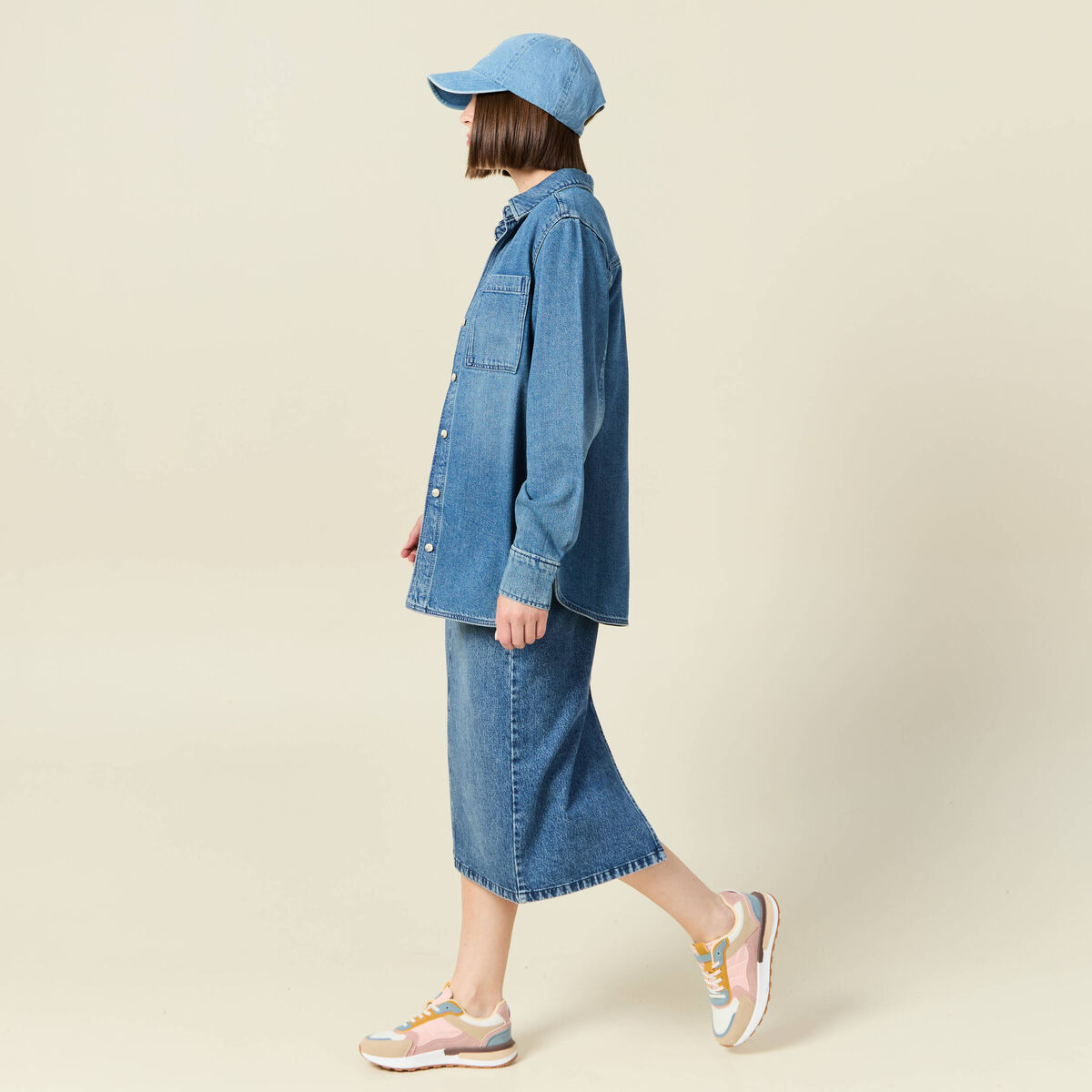 Surchemise en jean denim used femme