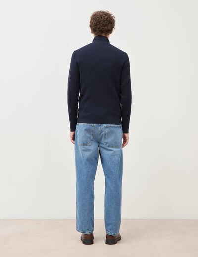 Pull col camionneur bleu marine homme