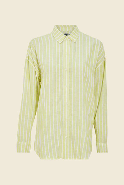 Chemise manches longues vert anis femme