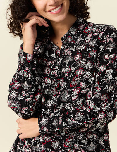 Chemise manches longues fluide noir femme